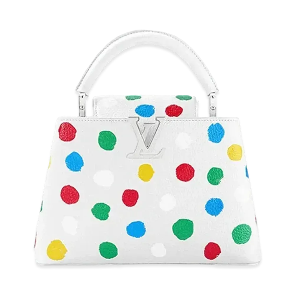 Louis Vuitton x Yayoi Kusama Capucines BB Taurillon Leather Painted Dots "Blanc"