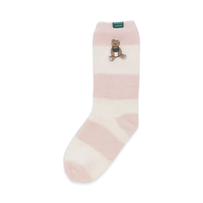 STARBUCKS x GELATO PIQUE Powder Bear Embroidery Border Socks "Soft Pink"