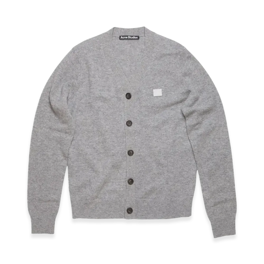 Acne Studios Keve Face V-Neck Cardigan "Light Grey Melange"