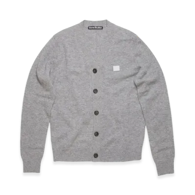 Acne Studios Keve Face V-Neck Cardigan "Light Grey Melange"