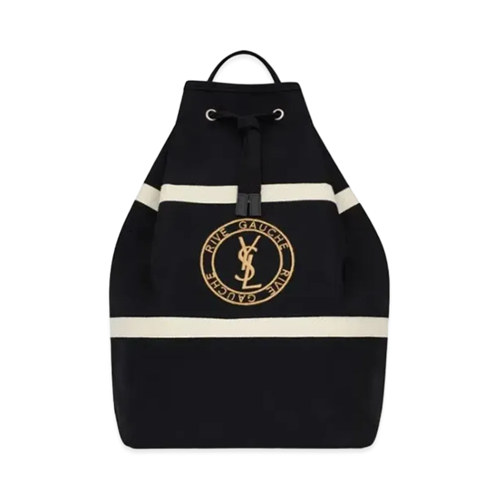 Saint Laurent Rive Gauche Sling Bag in Canvas "Black/White"