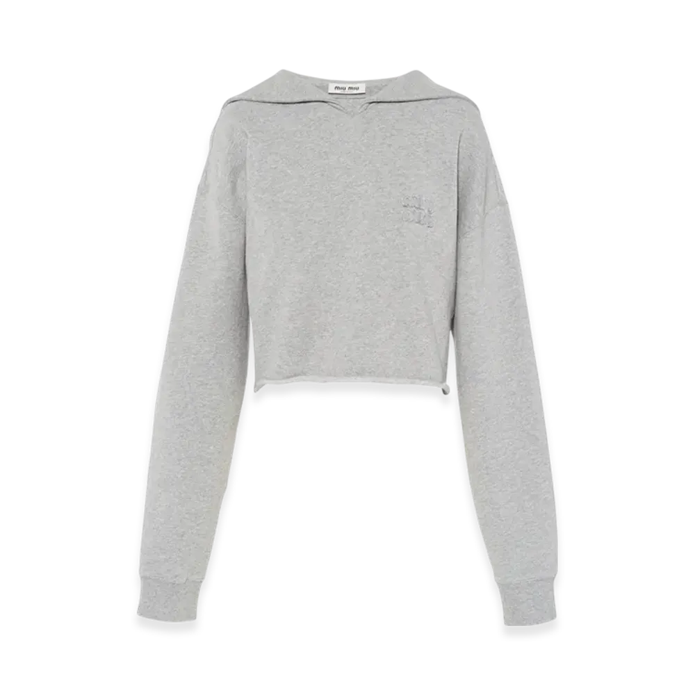 MIU MIU Women's Embroidered Cotton Sweatshirt "Grey"