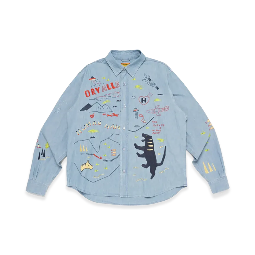HUMAN MADE Embroidered Chambray Shirt "Blue"
