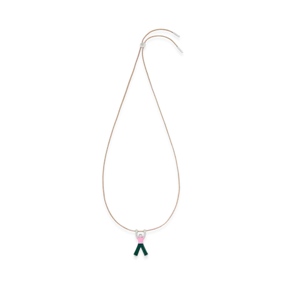 LOEWE Hanging Doll Necklace "Silver/Pink"