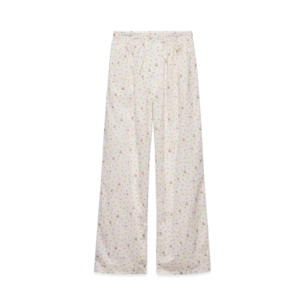 PRADA Women's Floral Print Cotton Batiste Pants "White"