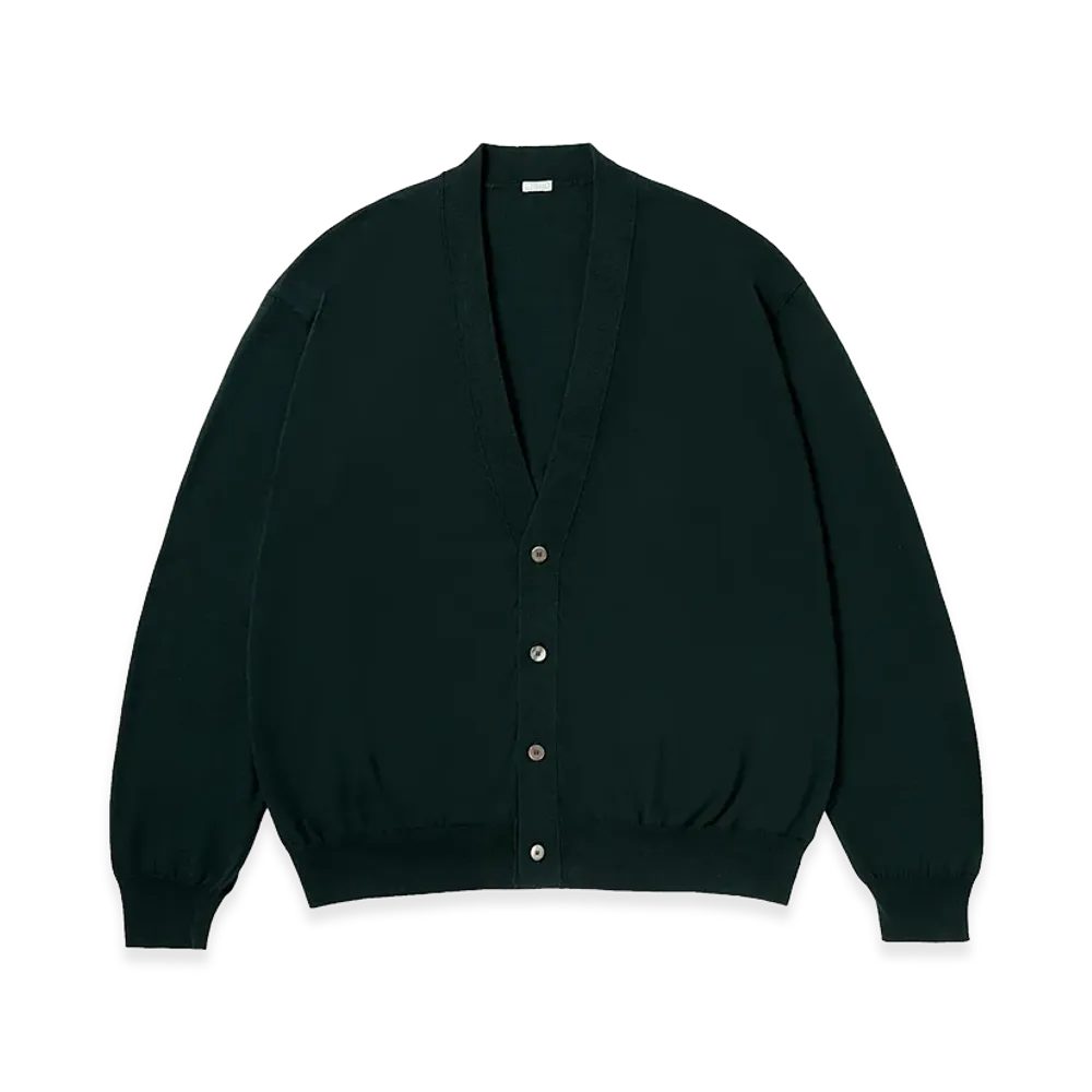 A.PRESSE Wool Cotton High Gauge Cardigan "Green"