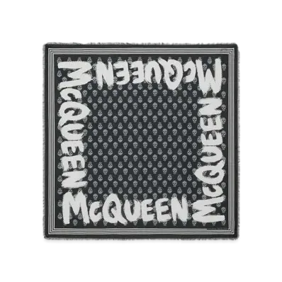 Alexander McQUEEN McQueen Graffiti Biker Scarf "Black/Ivory"