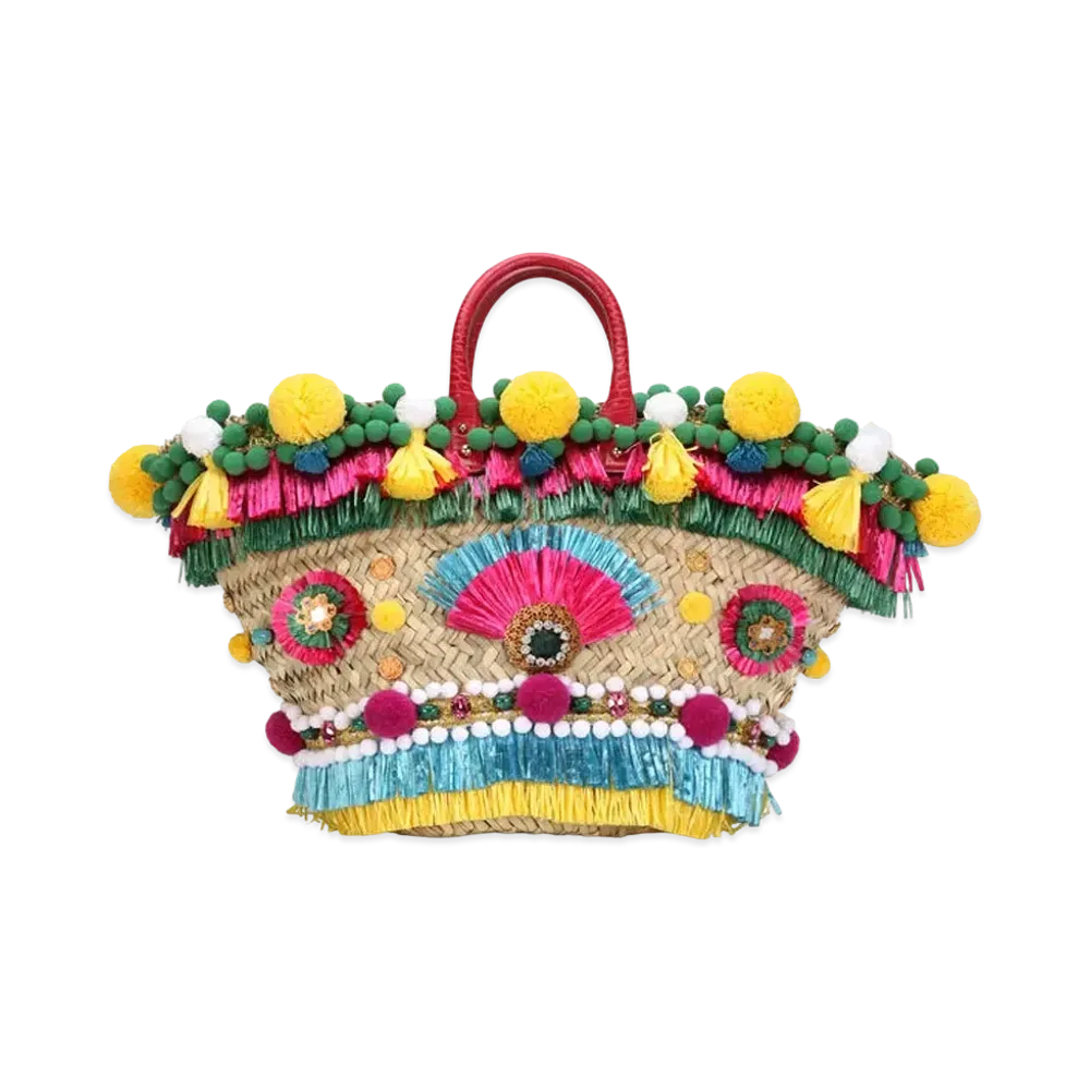 Dolce&Gabbana Kendra Coffter Bag Straw Embroidereries "Multicolor"