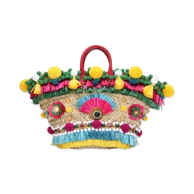 Dolce&Gabbana Kendra Coffter Bag Straw Embroidereries "Multicolor"