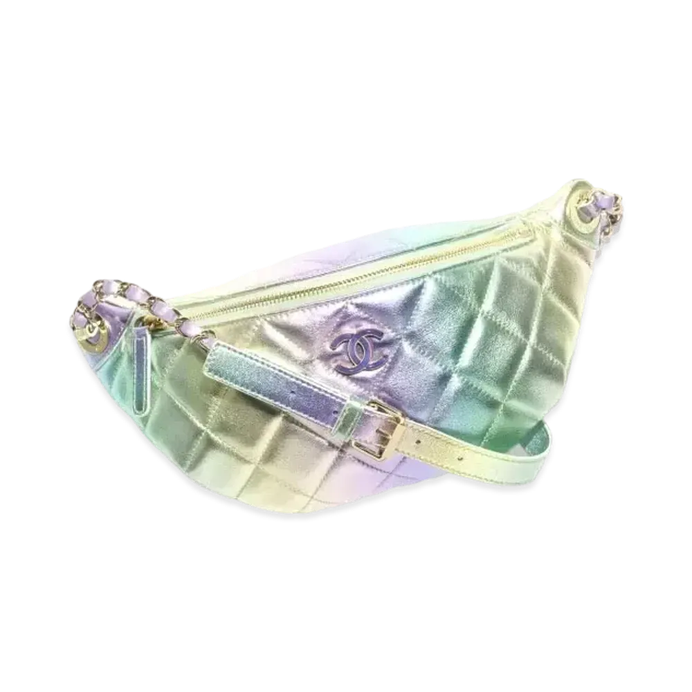 CHANEL Waist Bag Gradient Metallic Lambskin & Gold Tone Metal "Iridescent/Pink/Purple/Green"