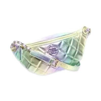 CHANEL Waist Bag Gradient Metallic Lambskin & Gold Tone Metal "Iridescent/Pink/Purple/Green"