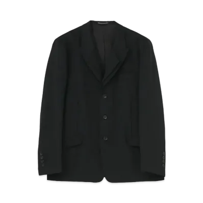 Yohji Yamamoto Pour Homme W/GABARDINE FRONT LAYERED PEAKED LAPEL JACKET "Black"
