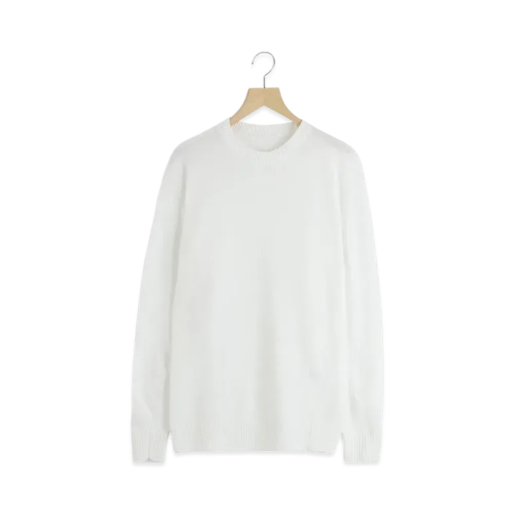 COMOLI 7G Crew Neck Knit "White"