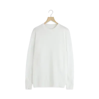 COMOLI 7G Crew Neck Knit "White"