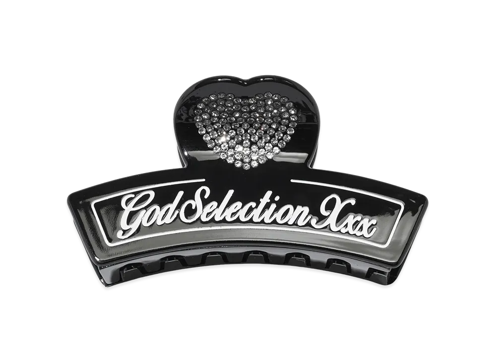 GOD SELECTION XXX Women's Script Logo Heart Hair Clip GXL-S26-GD-03 "Black"