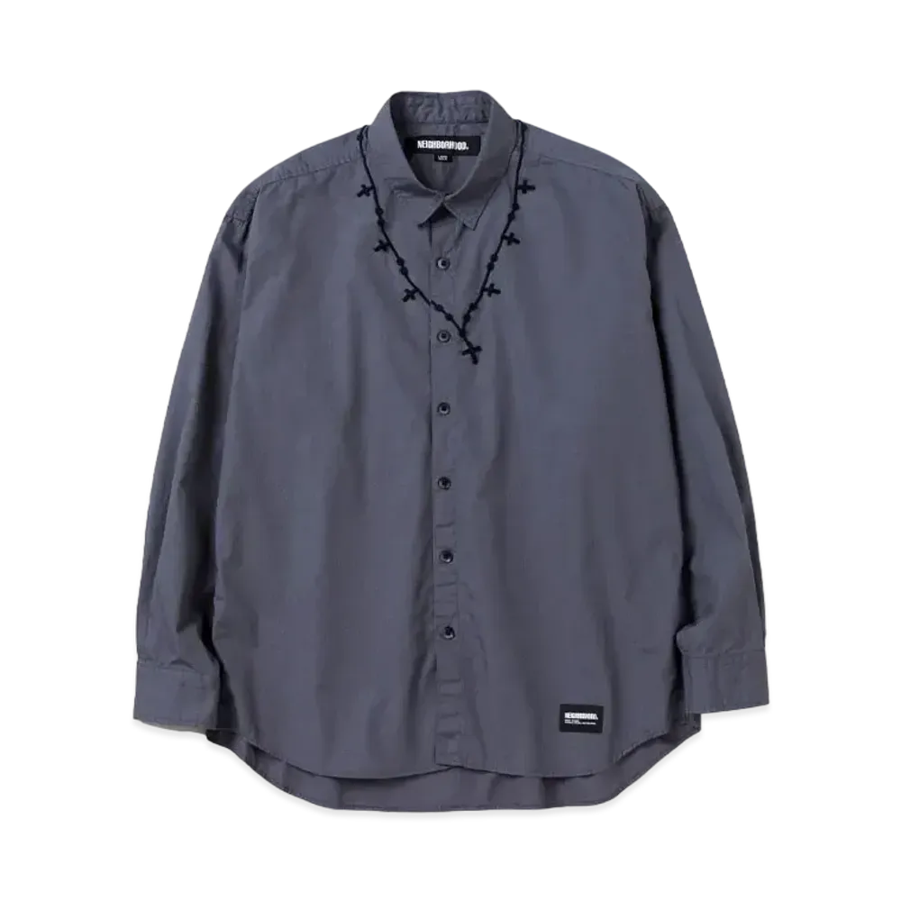 NEIGHBORHOOD Cross Embroidery Shirt LS "Gray"