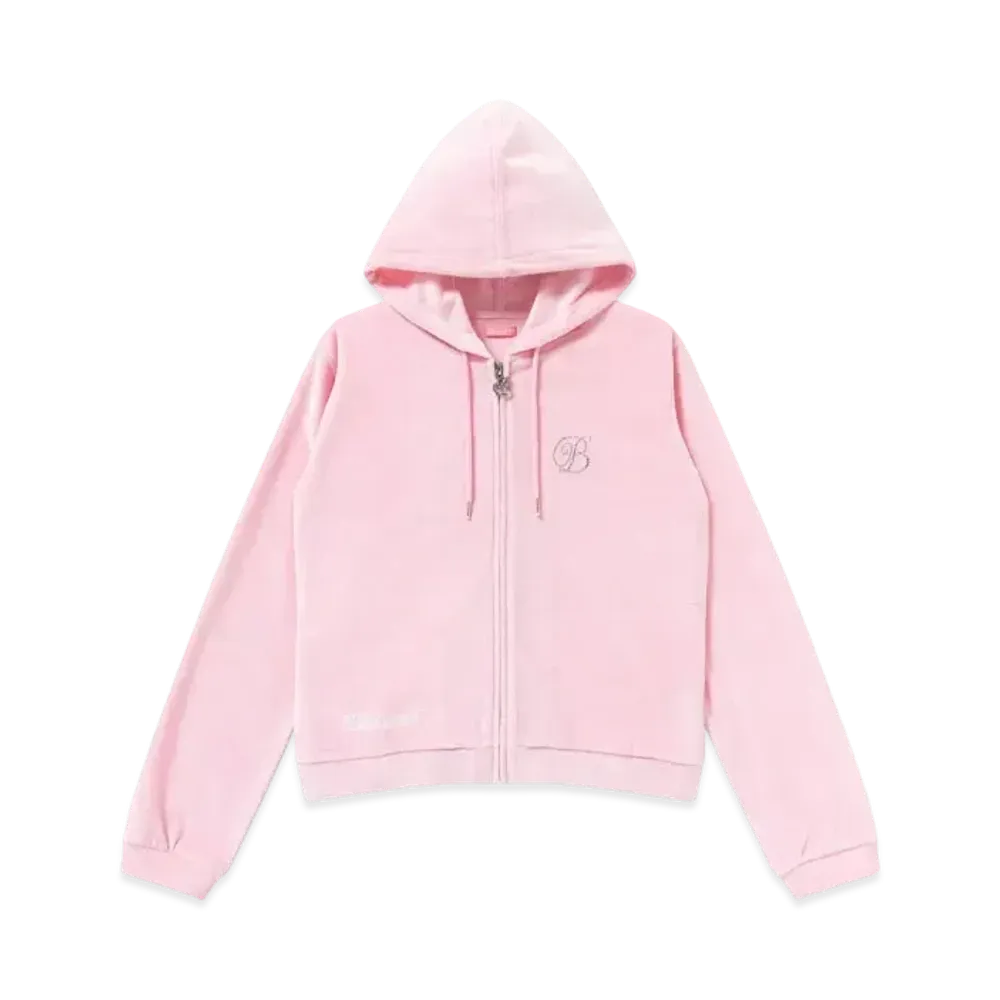 Blackeyepatch B Emblem Velour Zip Hoodie "Pink"