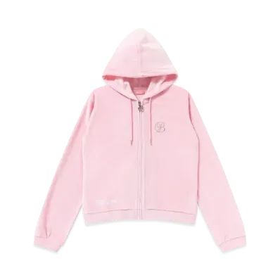 Blackeyepatch B Emblem Velour Zip Hoodie "Pink"