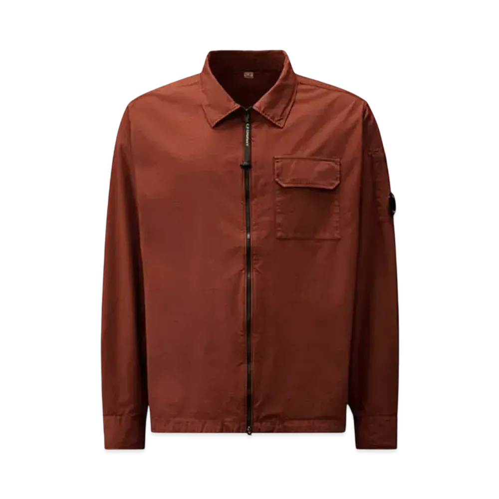 C.P. Company Organic Gabardine Full Zip Overshirt "Sable Brown"