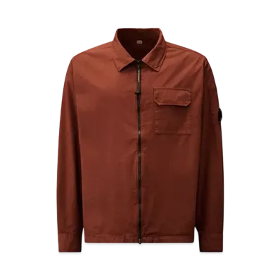 C.P. Company Organic Gabardine Full Zip Overshirt "Sable Brown"