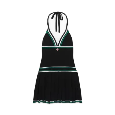 Casablanca Pleated Knit Day Dress "Black"