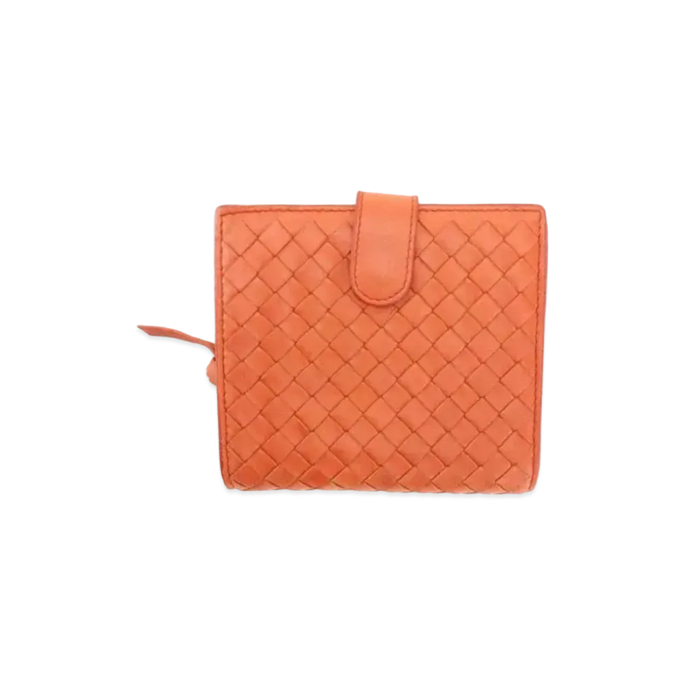 Bottega Veneta Intrecciato Compact Wallet "Orange"