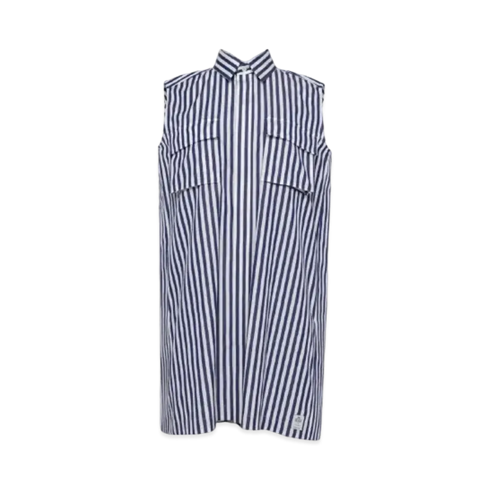 sacai Thomas Mason Cotton Poplin Dress "Navy Stripe"