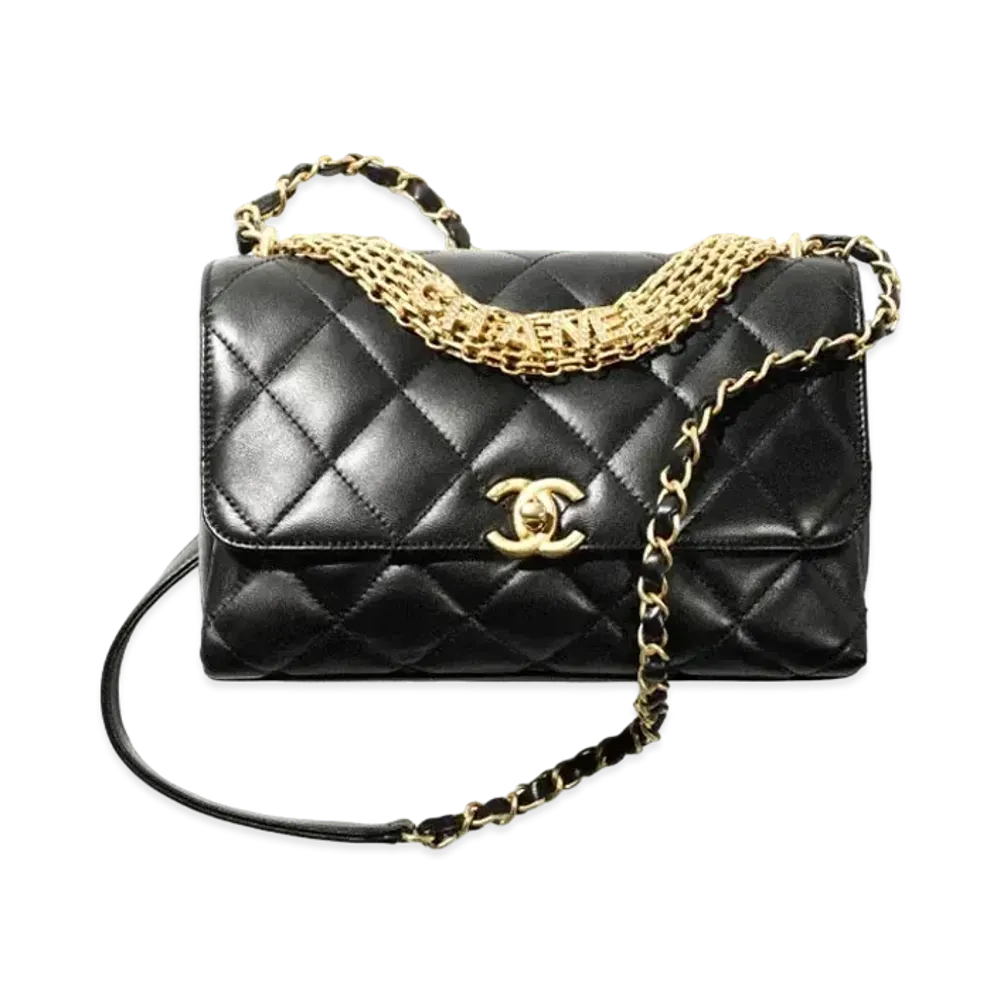CHANEL Small Flap Bag Lambskin & Stras "Black"