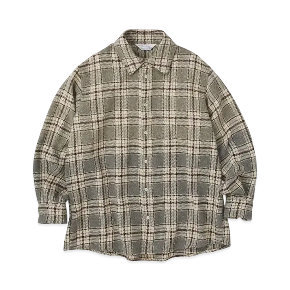 KURO Used Wash Old Style Check Shirt "Grey"