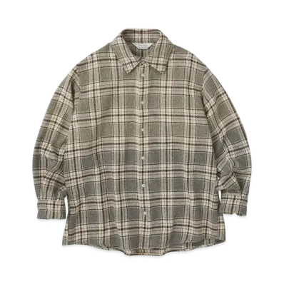 KURO Used Wash Old Style Check Shirt "Grey"