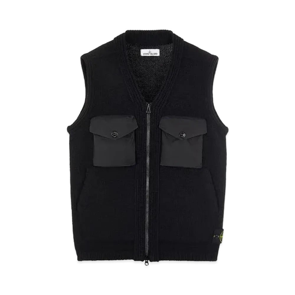Stone Island 563A6 LAMBSWOOL WITH FABRIC DETAILS "Black"