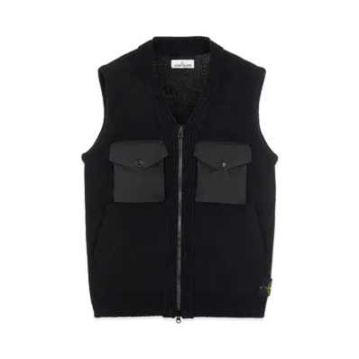 Stone Island 563A6 LAMBSWOOL WITH FABRIC DETAILS "Black"