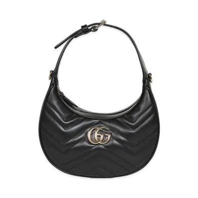 GUCCI Women's Leather Small GG Marmont Shoulder Bag "Black"