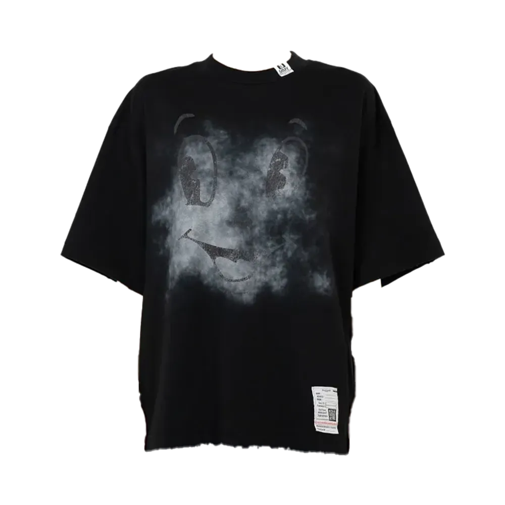 Maison MIHARA YASUHIRO Happy Face Printed Distressed T-Shirt "Black"