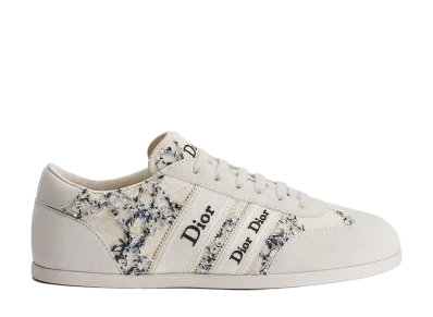 Dior Women's Ribbon Sneaker Suede Calfskin and Cannage Cotton Boucle "White"