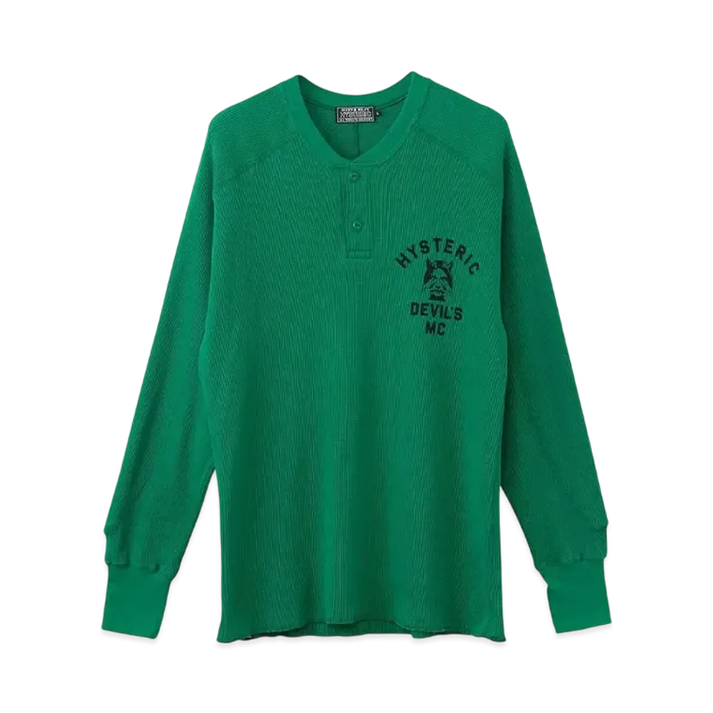 HYSTERIC GLAMOUR Devil'S Mc Henry Neck Sweatshirt "Green"