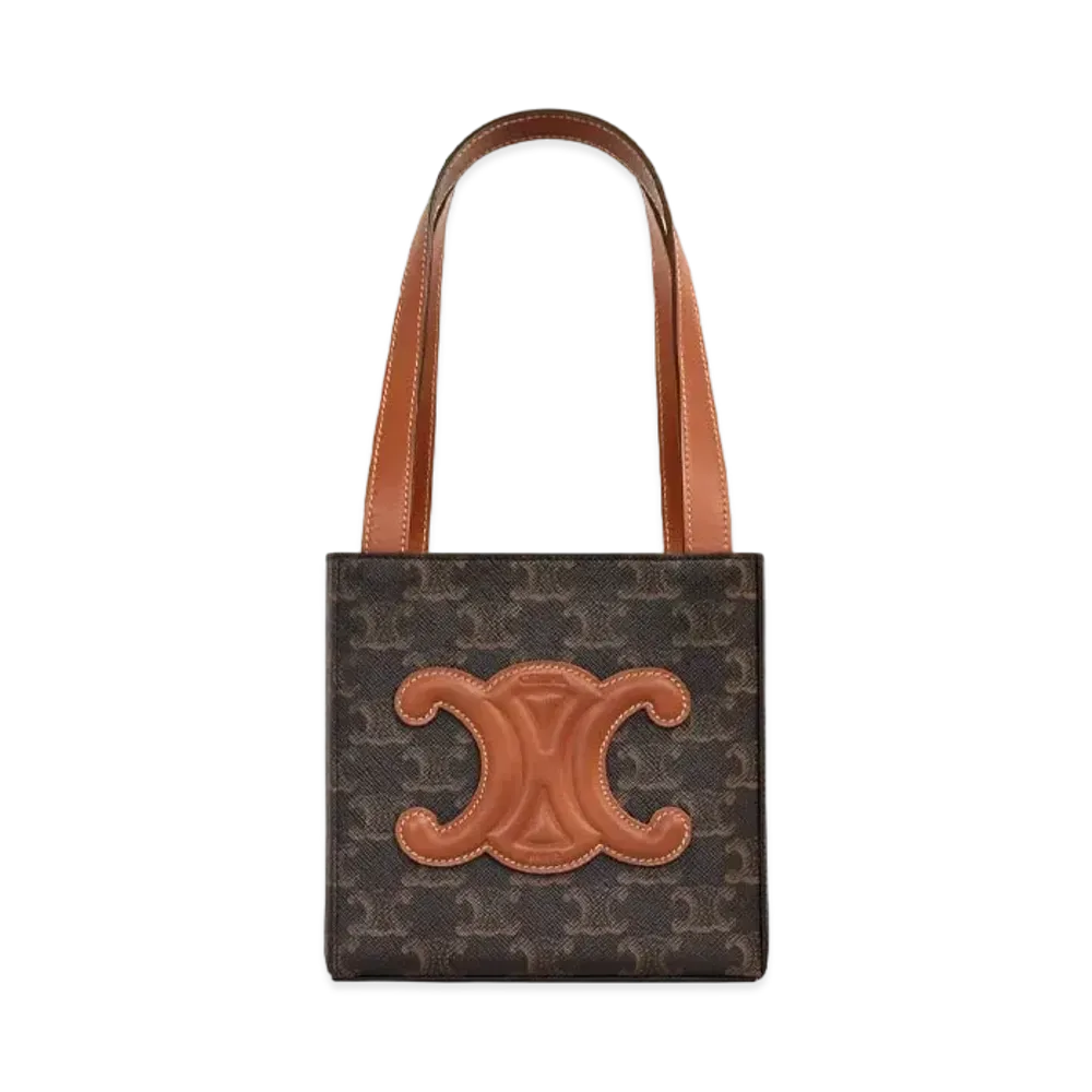 CELINE Cube Bag Cuir Triomphe In Triomphe Canvas And Calfskin "Tan"
