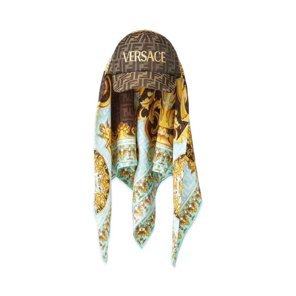 FENDI x Versace Fendace Gold Baroque Foulard Cap "Blue"