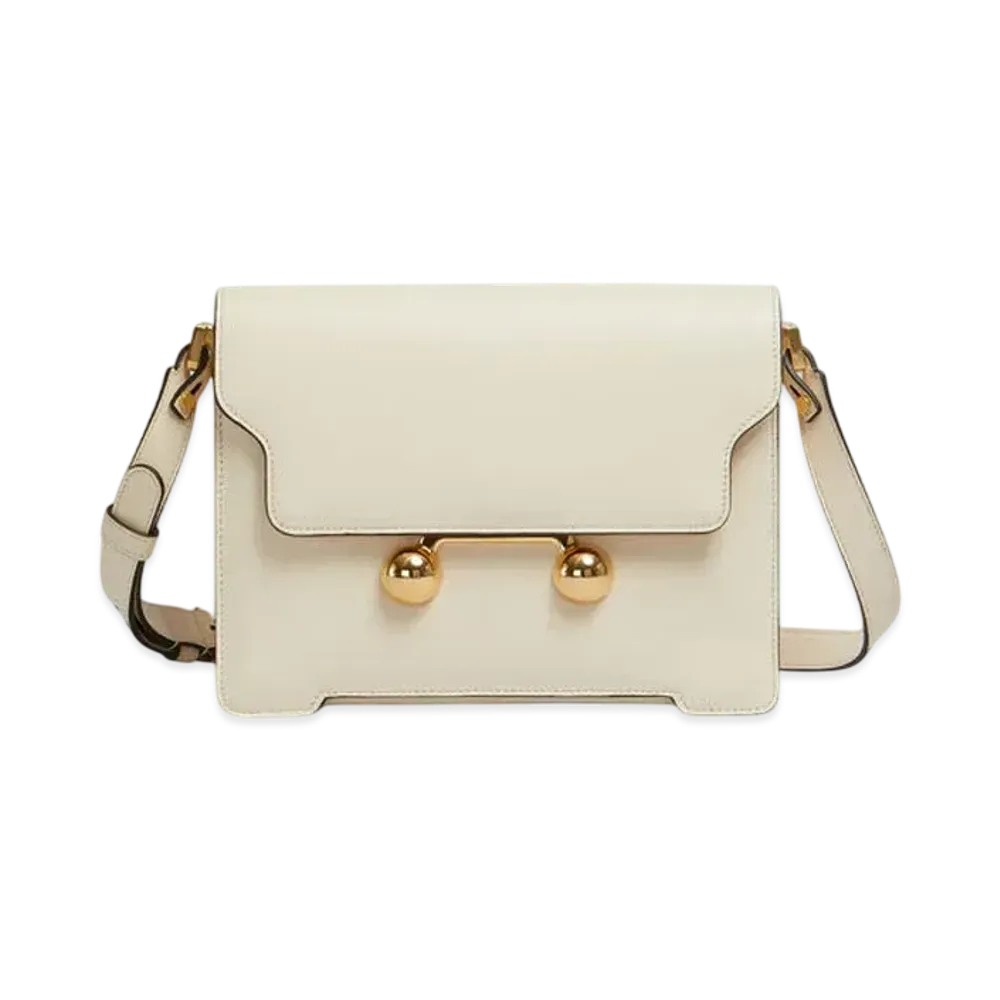 Marni Leather Trunkaroo Medium Shoulder Bag "Shell"