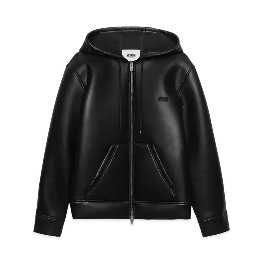 MSGM Scuba-Effect Faux-Leather Jacket "Black"