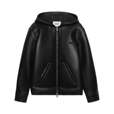 MSGM Scuba-Effect Faux-Leather Jacket "Black"