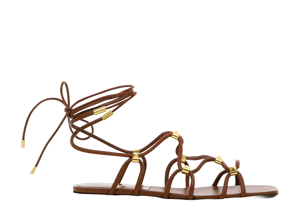 Valentino Garavani Women's Rockstud Net Sandals "Brown"
