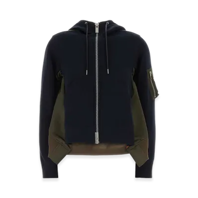 sacai Women's Two-tone Zip-Up Hoodie "Navy/Khaki"