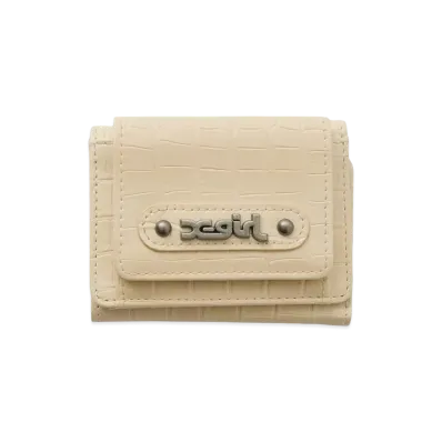 X-Girl Women's Mills Logo Faux Croco Mini Wallet "Beige"