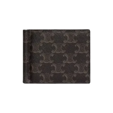 CELINE Triomphe Canvas Bill Clip Wallet "Black"