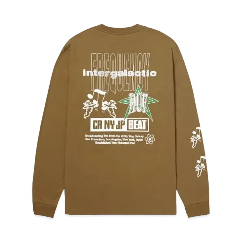 HUF Fall 24 Intergalactic Frequency Long Sleeve Tee "Mud"