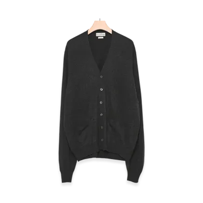 COMOLI Scott & Charters Exclusive V-Neck Cardigan "Charcoal"