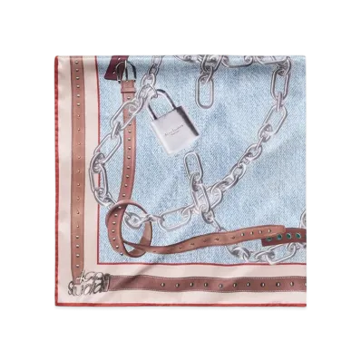 Acne Studios Printed Silk Scarf "Denim Blue"