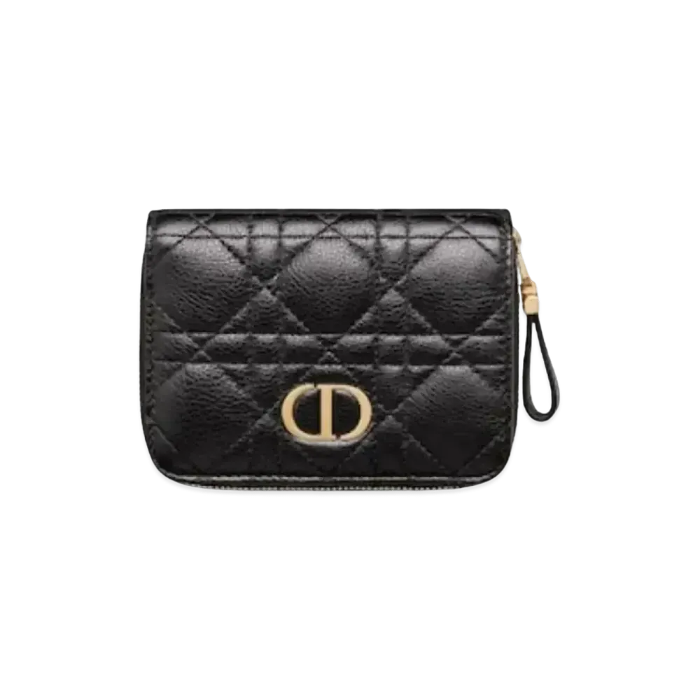 Dior Caro Small Zipper Wallet "Black"