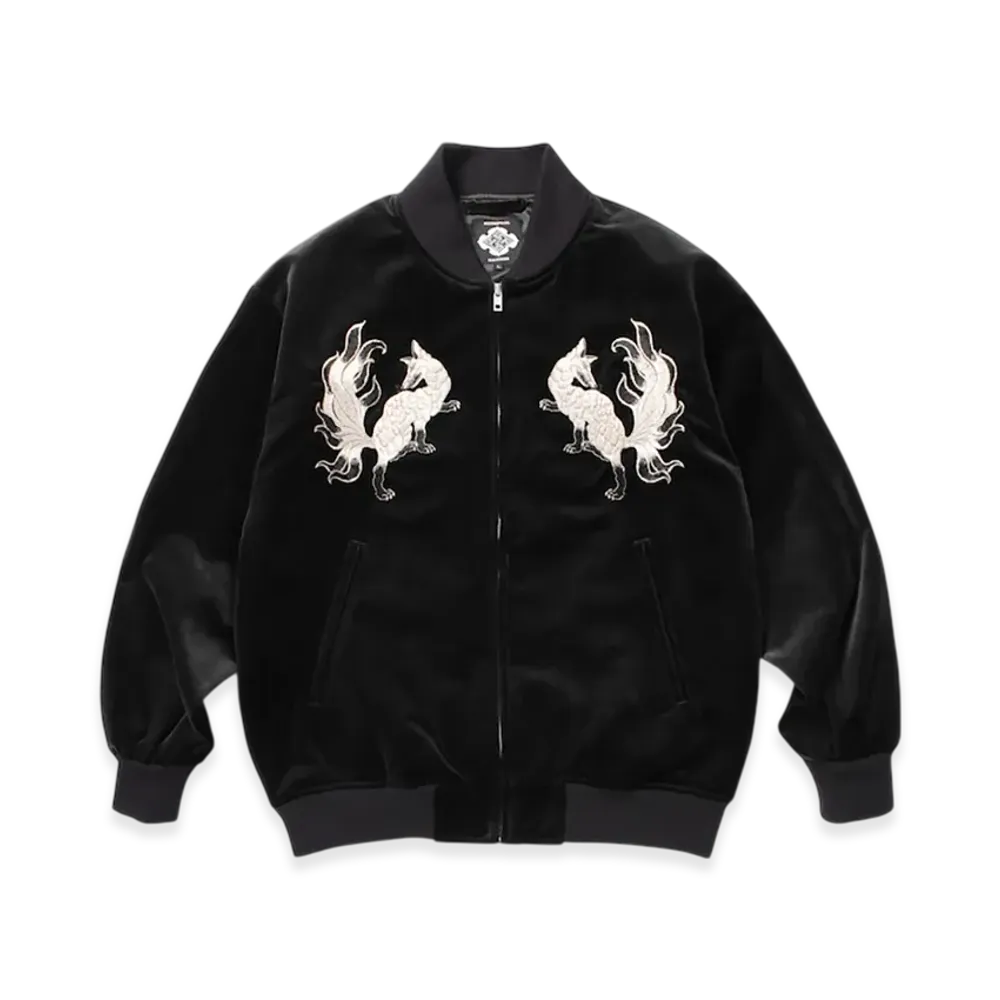 APHRODITEGANG GAKKIN x BUDSPOOL Hakubokuko Velveteen Souvenir Jacket "Black"
